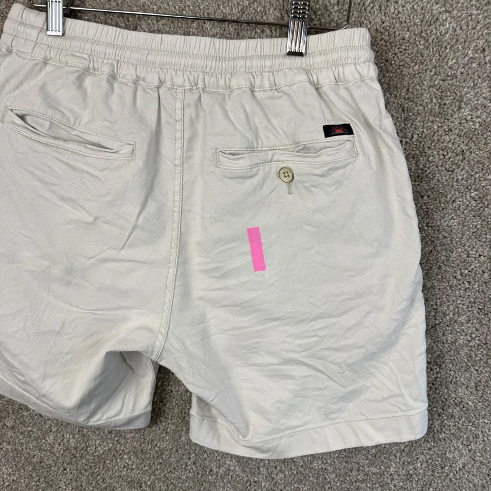 Faherty Mens XS All Day Shorts Cream Organic Cotton Linen Blend Drawstring